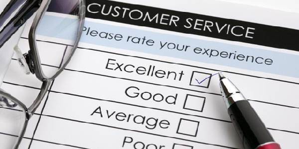 Customer Service rate card with excellent, good, average and poor as ratings.